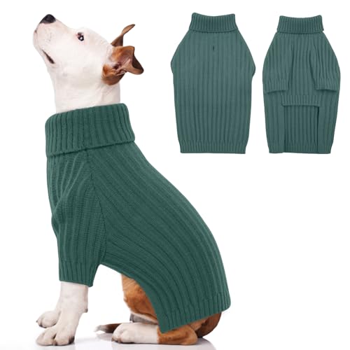 OUOBOB Hundepullover, Hundepullover für große Hunde, Weihnachts-Hundepullover, Rollkragenpullover, Strickwaren für Jungen und Mädchen, klassischer Zopfstrick-Hundepullover, Corgi, Boston Terrier, von OUOBOB