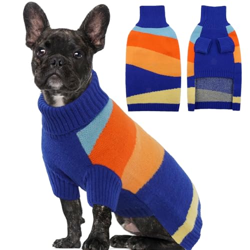 OUOBOB Hundepullover, Hundepullover für mittelgroße Hunde, Mädchen und Jungen, Rollkragenpullover, warmer Hundepullover, Haustier-Sweatshirt, Strickwaren für Französische Bulldogge, Boston Terrier, von OUOBOB