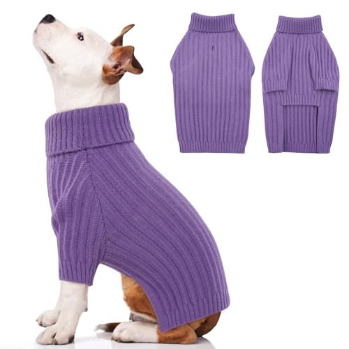 OUOBOB Hundepullover, mittelgroße Hundepullover, Weihnachts-Hundepullover, Rollkragenpullover, Strickwaren für Jungen und Mädchen, klassischer Zopfstrick-Hundepullover, Französische Bulldogge, Beagle, von OUOBOB