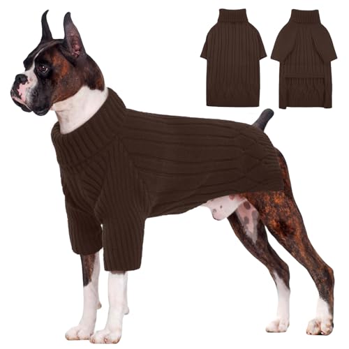 OUOBOB Hundepullover für große Rassen, warmer Winter-Herbst-Hundepullover für Hunde, Mädchen und Jungen, Rollkragenpullover, Weihnachtspullover, Haustier-Sweatshirt, Kleidung, Outfit, gestrickt, von OUOBOB