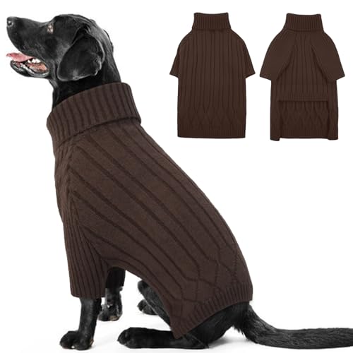 OUOBOB Hundepullover für große Rassen, warmer Winter-Herbst-Hundepullover für Hunde, Mädchen und Jungen, Rollkragenpullover, Weihnachtspullover, Haustier-Sweatshirt, Kleidung, Outfit, gestrickt, von OUOBOB