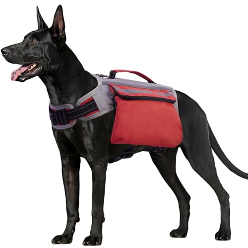 OUOBOB Hunderucksack, Hund Wanderrucksack, Hunderucksack Träger für mittelgroße Hunde, Nylon-Rucksack für Hunde, taktischer Haustierrucksack mit Seitentaschen für Wandern, Spazierengehen, Training, von OUOBOB