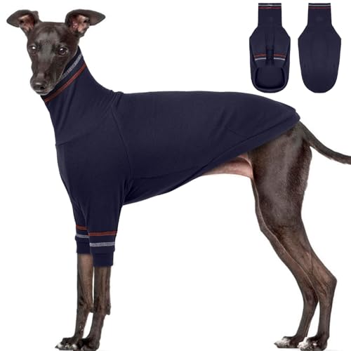 OUOBOB Greyhound Hundepullover, Italienischer Windhund Mantel für große Hunde, Whippet Pullover Turtleneck Stretchy Knit Sweatshirt, Greyhound Pyjamas Windhunde Jumpsuit für kaltes Wetter XXXL von OUOBOB