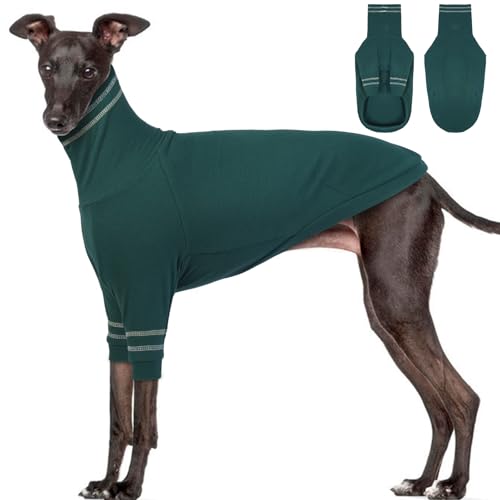 OUOBOB Greyhound Hundepullover, Italienischer Windhund Mantel für große Hunde, Whippet Pullover Turtleneck Stretchy Knit Sweatshirt, Greyhound Pyjamas Windhunde Jumpsuit für kaltes Wetter XXL von OUOBOB