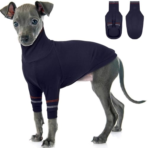 OUOBOB Greyhound Hundepullover, Italienischer Windhund Mantel für kleine Hunde, Whippet Pullover Turtleneck Stretchy Knit Sweatshirt, Greyhound Pyjamas Windhunde Jumpsuit für kaltes Wetter XS von OUOBOB