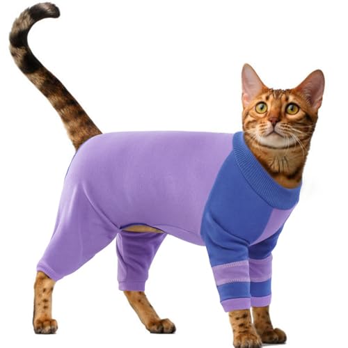 OUOBOB klebrige Haar Katze Kleidung, Katze Erholung Anzug Katze Pyjamas nur für Katzen, Sphynx haarlose Katzen Pullover, Katze Turtleneck, Anti-Lecken oder Hautkrankheit Recovery Anzug für Katzen von OUOBOB