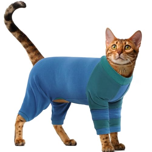 OUOBOB klebrige Haar Katze Kleidung, Katze Erholung Anzug Katze Pyjamas nur für Katzen, Sphynx haarlose Katzen Pullover, Katze Turtleneck, Anti-Lecken oder Hautkrankheit Recovery Anzug für Katzen von OUOBOB