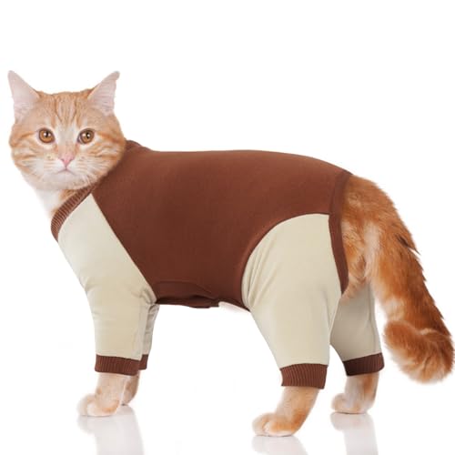 OUOBOB klebrige Haar Katze Kleidung, Sphynx haarlose Katzen Pullover, Verhindern verlorenes Haar Onesie Shirts nur für Katzen, Kätzchen Kleidung Pyjama, Katze Turtleneck für Sphynx Cornish Rex von OUOBOB