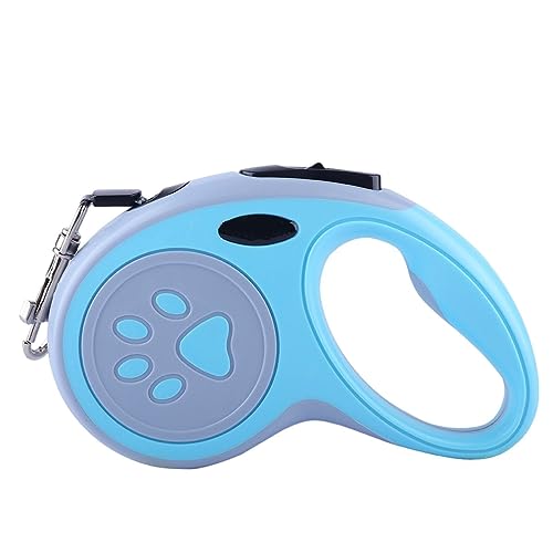 OUSHOP 5 m Lange einziehbare Leine für kleine bis mittelgroße Hunde. EIN Knopfdruck zum Trennen und Verriegeln, 360°-Anti-Tangle-Training für Haustiere,Paw Print Blue,one Size von OUSHOP