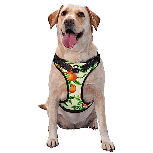 Hundegeschirr mit Aufdruck "Blossom and Orange" für große Hunde, verstellbar, reflektierend, Haustierweste von OUSIKA