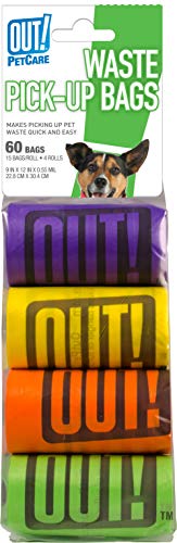 OUT!Hundekot Pick-up-Taschen, 1 Packung mit 60 Beuteln (4 Rollen, 15 Beutel / Rolle) von OUT!