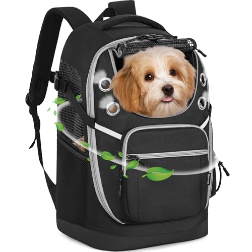 OUUTMEE Hunderucksack, Haustier Rucksack, Black Pet Bag Backpack Katzenrucksack Tragbare Hunde Rucksack von OUUTMEE