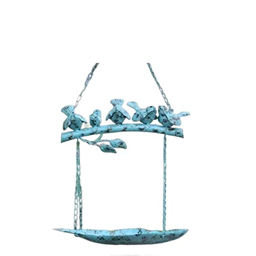 OUYUE Futterhaus Für Vögel Hängender Outdoor-Haustier-Vogelfutter-Futterspender Country Retro Iron Bird Feeder Villa Courtyard Futterspender Vögel(Blue) von OUYUE