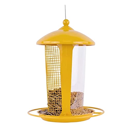 OUYUE Futterhaus Für Vögel Hängender Vogelfutterspender Für Haustiere Im Freien Mit Dach Und Tablett Für Gartendekorationen Futterspender Vögel(Yellow) von OUYUE