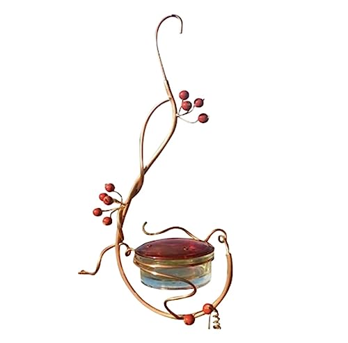 OUYUE Futterhaus Für Vögel Metallrote Beeren Hängender Kolibri-Feeder-Vogel-Wassertrinker Für Patio-Garten-Yard Im Freien Futterspender Vögel(18 * 10 * 21cm) von OUYUE