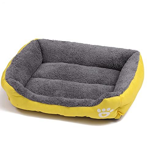 OUYUNKKA Hundebett Hundekissen (2XL, 110 x 82 cm) Viereckig Gelb Hundesofa für Mittelgroße und Kleine Hunde und Katzen, Flauschig Weich Katzenbett Katzenkissen Hundebett für Französische Bulldogge von OUYUNKKA