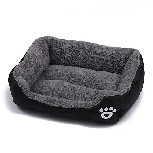 OUYUNKKA Hundebett Hundekissen (2XL, 95 x 72 cm) Viereckig Schwarz Hundesofa für Mittelgroße und Kleine Hunde und Katzen, Flauschig Weich Katzenbett Katzenkissen Hundebett für Französische Bulldogge von OUYUNKKA