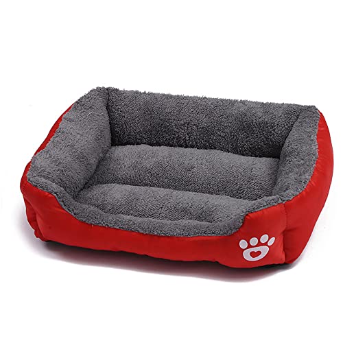 OUYUNKKA Hundebett Hundekissen (L, 66 x 50 cm) Viereckig Rot Hundesofa für Mittelgroße und Kleine Hunde und Katzen, Flauschig Weich Katzenbett Katzenkissen Hundebett für Französische Bulldogge von OUYUNKKA