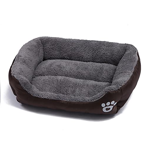 OUYUNKKA Hundebett Hundekissen (M, 54 x 42 cm) Viereckig Kaffee Hundesofa für Mittelgroße und Kleine Hunde und Katzen, Flauschig Weich Katzenbett Katzenkissen Hundebett für Französische Bulldogge von OUYUNKKA