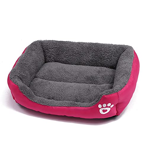 OUYUNKKA Hundebett Hundekissen (M, 54 x 42 cm) Viereckig Rosarot Hundesofa für Mittelgroße und Kleine Hunde und Katzen, Flauschig Weich Katzenbett Katzenkissen Hundebett für Französische Bulldogge von OUYUNKKA