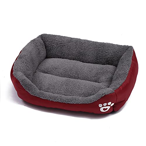 OUYUNKKA Hundebett Hundekissen (S, 43 x 32 cm) Viereckig Weinrot Hundesofa für Mittelgroße und Kleine Hunde und Katzen, Flauschig Weich Katzenbett Katzenkissen Hundebett für Französische Bulldogge von OUYUNKKA