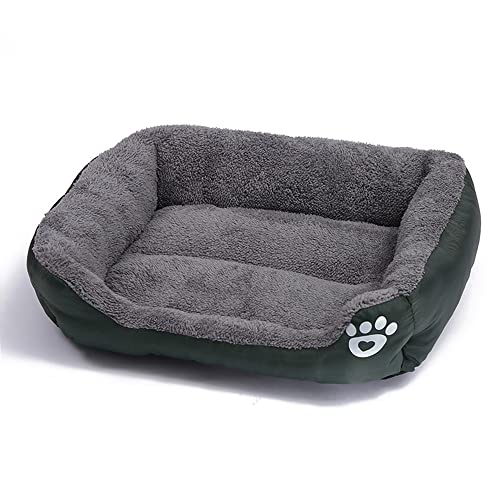 OUYUNKKA Hundebett Hundekissen (XL, 80 x 60 cm) Viereckig Dunkelgrün Hundesofa für Mittelgroße und Kleine Hunde und Katzen, Flauschig Weich Katzenbett Katzenkissen Hundebett für Französische Bulldogge von OUYUNKKA