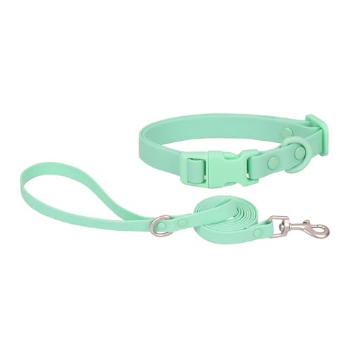 Ovale Wasserdichtes Hundehalsband-Set, langlebig und leicht zu reinigen, für mittelgroße Hunde (Größe M, Hellgrün) von OVALE