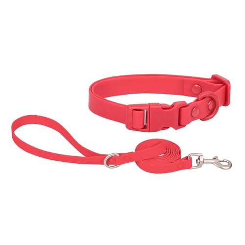 Ovale Wasserdichtes Hundehalsband-Set, langlebig und leicht zu reinigen, für mittelgroße Hunde (Größe M, Rot) von OVALE