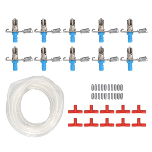 OVAQUIXI Kaninchen-Wassertrinker, 10 Stück, Automatische Verzinkte Kaninchen-Wassernippel mit 5 M Schlauch für Kleintiere, Geflügel-Bewässerungssystem, Praktisch und Effizient von OVAQUIXI