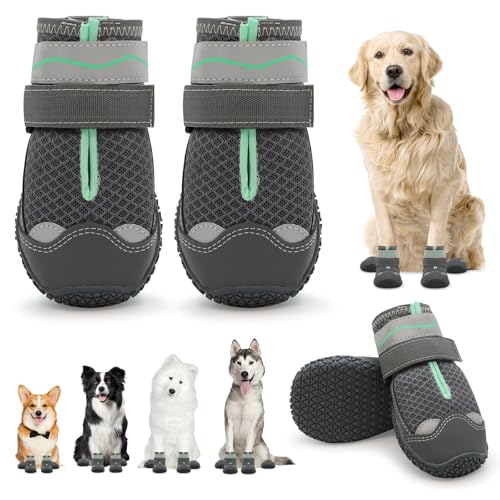 Hundeschuhe für große kleine mittelgroße Hunde rutschfeste Hundestiefel für Hunde Atmungsaktive Hundestiefel für Sommer Heiße Pflaster Pfotenschutz für Outdoor Walking Winter Schnee Anti-Rutsch von OWANVION