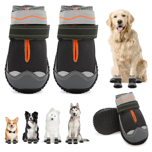 Hundeschuhe für große kleine mittelgroße Hunde rutschfeste Hundestiefel für Hunde Atmungsaktive Hundestiefel für Sommer Heiße Pflaster Pfotenschutz für Outdoor Walking Winter Schnee Anti-Rutsch von OWANVION