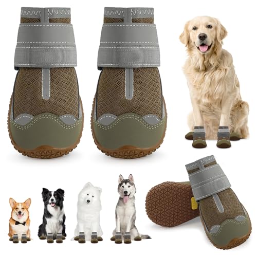 Hundeschuhe für große kleine mittelgroße Hunde rutschfeste Hundestiefel für Hunde Atmungsaktive Hundestiefel für Sommer Heiße Pflaster Pfotenschutz für Outdoor Walking Winter Schnee Anti-Rutsch von OWANVION