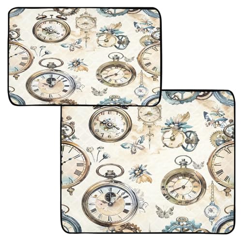 Waschbare Urinierunterlagen für Hunde, viktorianischer Shabby-Chic-Stil, Vintage-Steampunk-Uhr, wiederverwendbare Haustier-Pads von OWFKAY