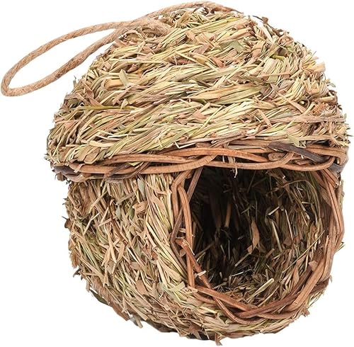 Vogelnistkasten, Vogelhaus, Lebensraum, Schlaftasche, Kolibri-Vogelhaus for Aufhängen im Freien, handgewebte Vogelhäuschen aus Gras, natürliches Vogelhäuschen, Vogelhütte for Vogelhäuser im Freien von OWLKAY