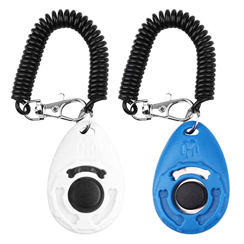 OYEFLY Hunde Clicker, Klicker mit Großem Knopf,2 Stück Hunde Klicker Set für Hundetraining Hundeerziehung Auch für Katzen Pferde (Blau und weiß) von OYEFLY