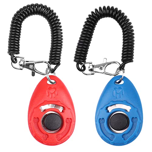 OYEFLY Hunde Clicker, Klicker mit Großem Knopf,2 Stück Hunde Klicker Set für Hundetraining Hundeerziehung Auch für Katzen Pferde (Rot und Blau) von OYEFLY