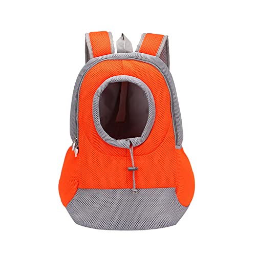 Atmungsaktiver, bequemer Haustier-Trage-Rucksack für Katzen und Hunde, Reise-Schultertasche für Radfahren, Wandern, Reisen, Einkaufen (Medium, Orange) von OYUEGE