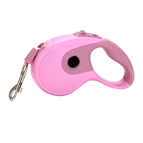 Ausziehbare Hundeleine, 3 m, 360 °, verhedderungsfrei, einziehbar, ideal für kleine Rassen, Haustiere, Hunde, Katzen, Kaninchen unter 10 kg, mit einer einfachen Knopfbremse und Verriegelung, Pink von OYUEGE