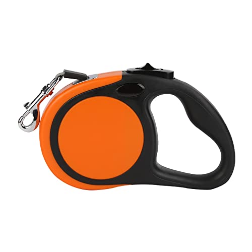 Einziehbare Hundeleine, 3 m, ausziehbare Hundeleine, strapazierfähige Leine für kleine Hunde, 3 m, umfangreiche Hundeleine mit Ein-Knopf-Bremse und Verriegelungssystem, bis zu 15 kg (Orange) von OYUEGE