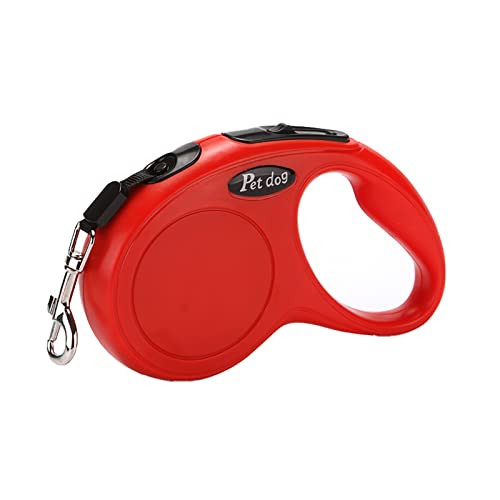 Einziehbare Hundeleine, einziehbare Hundeleine mit einfacher Ein-Knopf-Bremse und Verriegelungssystem, für kleine und mittelgroße Haustiere (3 m, rot) von OYUEGE