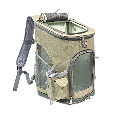 Haustier-Rucksack, Tragetasche, Rucksack für kleine, mittelgroße Hunde und Katzen, mit waschbarer Matte, Khaki von OYUEGE