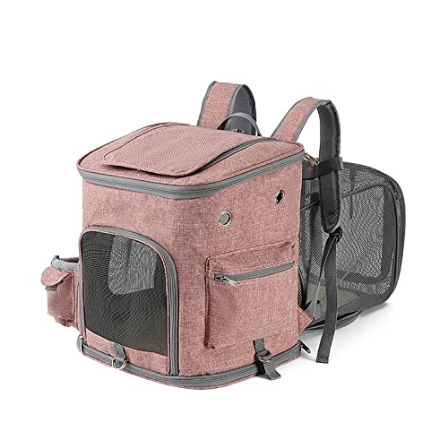 Haustier-Rucksack, erweiterbar, für kleine und mittelgroße Hunde, Katzen, Tragetasche mit waschbarer Matte, Haustier-Tragetasche, passend für Haustiere bis zu 6,8 kg, Rosa von OYUEGE
