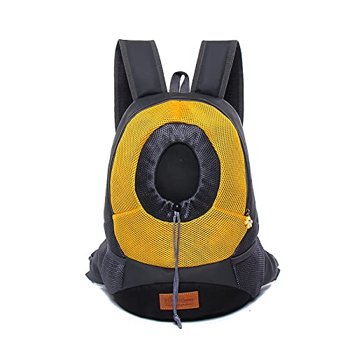 Haustier-Rucksack für Hunde, Reiserucksack, Haustier-Tragetasche für kleine Hunde, Katzen, Design "Head Out", für Fahrrad, Wandern, Gelb, Größe L von OYUEGE