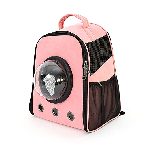 Haustier-Rucksack für kleine Hunde, Katzen, Kaninchen, weiche Seiten, Netzstoff, für Outdoor-Reisen, abnehmbare Fleece-Matte (Rosa) von OYUEGE