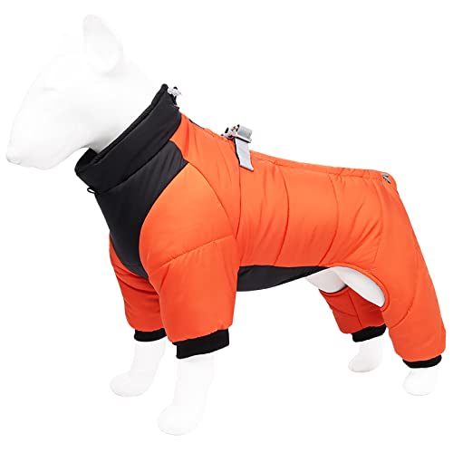 Hunde-Daunenjacke, Winter, wasserdicht, reflektierend, warm, für mittelgroße Hunde, Größe L, Orange von OYUEGE