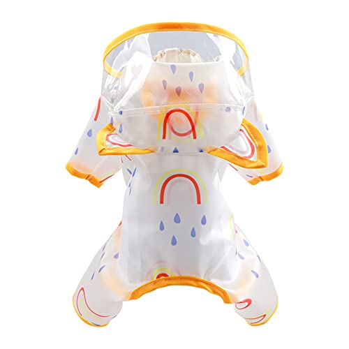 Hunde Regenmantel Kapuze Zupfponcho Transparent Hundemantel Mit Beinen Wasserdicht für Kleine Hunde bis Große Hunde und Welpen Gelb L von OYUEGE