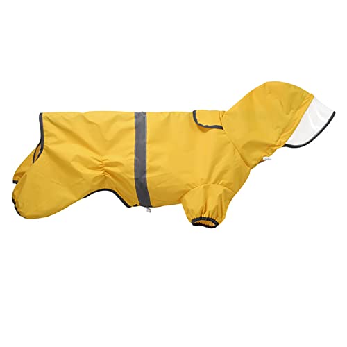 Hunde-Regenmantel mit Kapuze, regen- und wasserabweisend, verstellbarer Kordelzug, Hundemantel mit Beinen, reflektierend, stilvoll, Premium-Hunde-Regenmantel, Größe M bis XXXL erhältlich, Gelb 3XL von OYUEGE