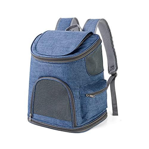 Katzen-Rucksack, Belüftung, Haustier-Tragetasche, Rucksack mit Innenleine-Befestigung und waschbarer Matte, Haustier-Tragetasche, Blau von OYUEGE