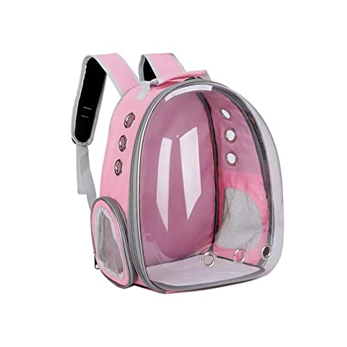 Katzen-Rucksack, groß, transparent, mit Blasen, tragbar, belüftet, Tragetasche für Katzen, kleine Hunde, für den Außenbereich, wasserdicht, transparent, atmungsaktives Kapsel-Design (Rosa) von OYUEGE