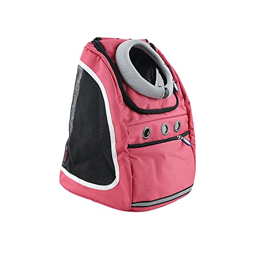 Katzentragerrucksack, Welpenhaustier-Vordertasche mit atmungsaktivem Head-Out-Design und gepolsterter Schulter für Wandern, Outdoor-Reisen (Rosa) von OYUEGE